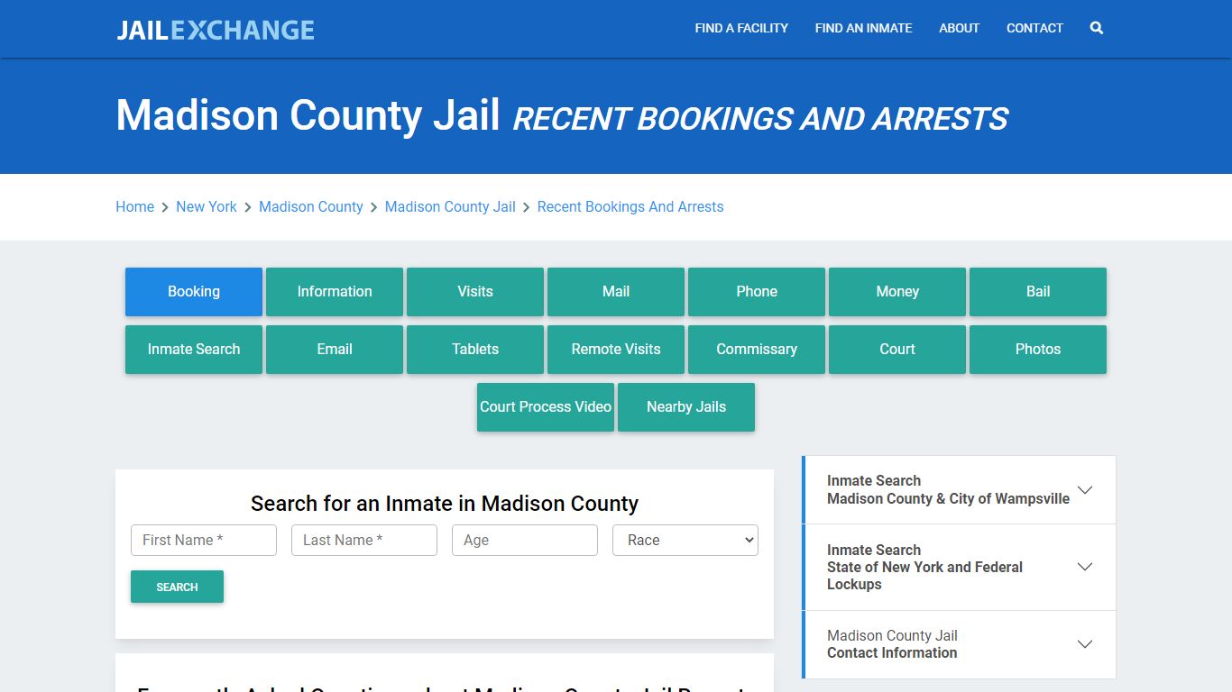 Madison County Jail Recent Bookings And Arrests - Jail Exchange