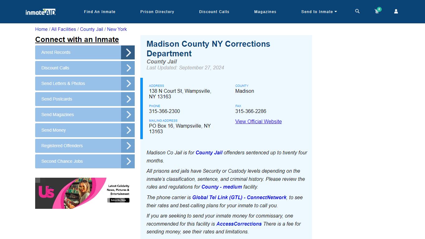 Madison County NY Corrections Department - Inmate Locator